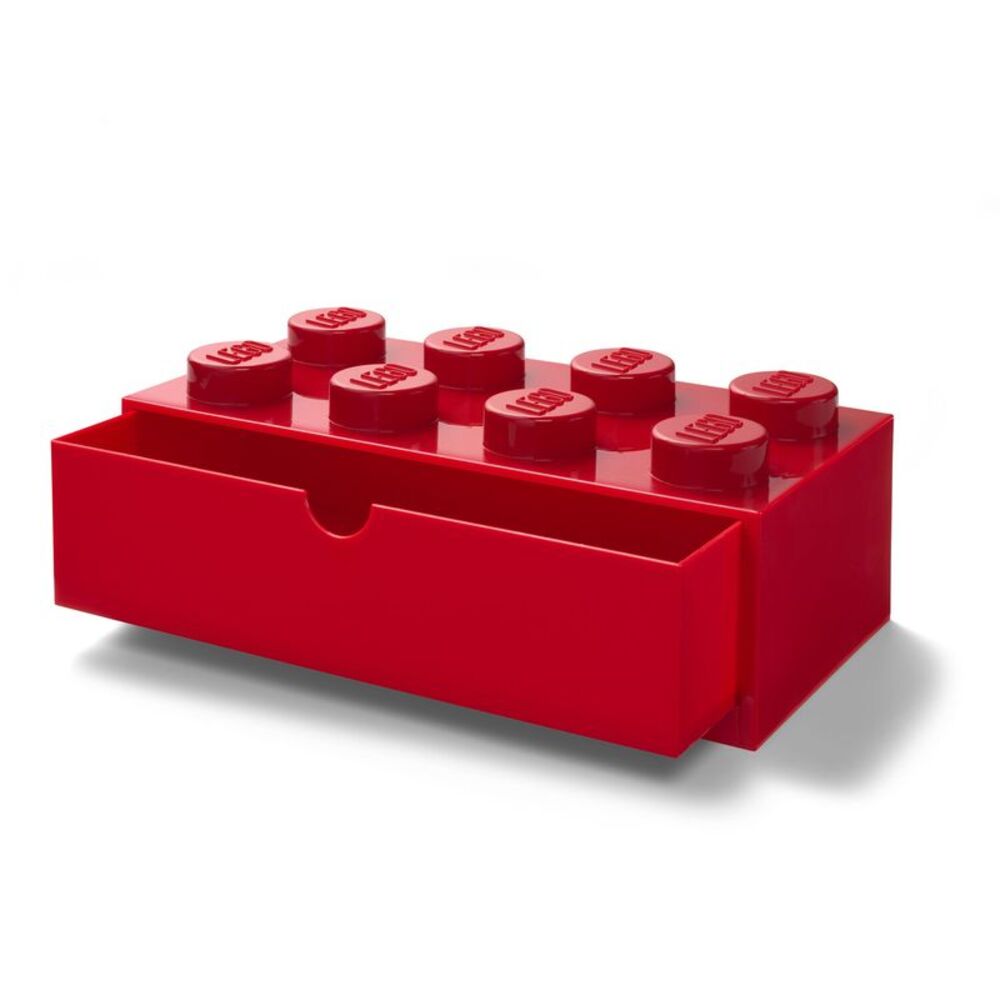 LEGO Stackable Storage: Desk Drawer with 4 Knobs, Red COLLECTIBLES